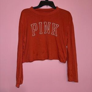 PINK Victoria's Secret Burnt Orange Long Sleeve Crop Top